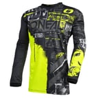 O'NEAL | Maillot de Motocross | MX Enduro | Manches Longues, Protection rembourrée des Coudes, col en V, Tissu Respirant | Maillot Element Ride pour Homme | Adulte | Noir/Jaune Fluo | Taille XL