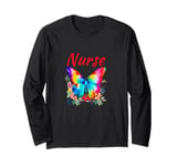 Nurse Nature lover Garden Butterfly Boho chic Floral Long Sleeve T-Shirt