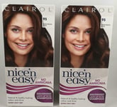 2 x clairol nice 'n easy 95 medium bronze brown no ammonia hair colour 