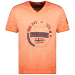 Geographical Norway jarico men Tee Shirt Coton Homme - T Shirts Classique Ete Avec Logo - Vetement Corps Manche Courte - Col V Coupe Reguliere Hommes - Été Toute Saison (CORAIL XL)