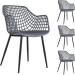 Idimex - Lot de 4 chaises lucia, en plastique gris foncé - Gris