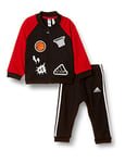 adidas I Coll Mix Ts Tracksuit - Top: Black/Scarlet/White Bottom: Black/White, 2-3Y