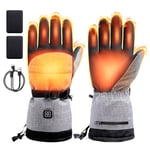 Todeco Gants Chauffants, Gants Hiver Homme, avec Batterie Rechargeable 7.4V 3000mAh, 3 Niveaux Chauffage Gants d'hiver Imperméables Écran Tactile, Gant Chauffant pour Ski, Moto, Randonnée, Randonnée