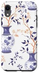 Coque pour iPhone XR Preppy Bocal en toile chinoiserie Motif chiens et gingembre Bleu/violet