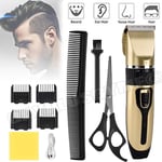 Electric Hair Clippers Mens Trimmers Cutting Professional Beard Shaver + Scissor