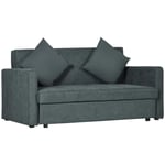 HOMCOM 2 Seater Sofa Bed Convertible Bed Settee w/ 2 Cushions Storage Dark Grey