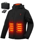 Brimekey Veste Chauffante Homme, Doudoune Chauffante Électrique Batterie 7.4V 10000mAh, Imperméable Veste Chauffante avec Capuche Amovible pour la Pêche Extérieur Ski