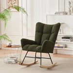 Rocking chair, chaise à bascule moderne avec dossier haut et accoudoirs, pour salon, chambre, vert