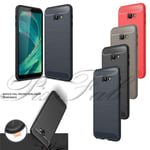 For Samsung Galaxy J4 Plus J415f Black Fibre Gel Phone Case + Film Protector