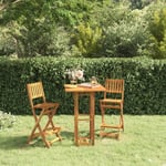 Bonnevie - Lot de 2 Chaises de bar Tabourets de bar - Tabouret Haut d'extérieur pliants Bois massif d'acacia BV556287