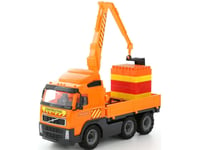 Polesie Volvo Powertruck Truck With Crane Arm + Construction Set Supermix-30 On Pallet (Tray), Lastbil, Volvo, Plast, Orange, Svart