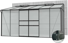 Serre De Jardin En Polycarbonate 4 Mm Et Aluminium Noir Avec Embase Ida 201. X 386.50 X 220.80 Cm