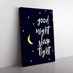 Big Box Art Good Night Sleep Tight Typography Canvas Wall Art Print Ready to Hang Picture, 76 x 50 cm (30 x 20 Inch), Brown, White, Black