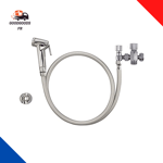 Kit Hygiène WC Douchette + Robinet 3 Voies + Flexible + Support Mural NOYON & TH