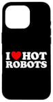 Coque pour iPhone 16 Pro J'aime Hot Robots, simulation d'IA Android, synthé amusant et étrange