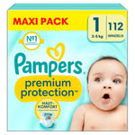 Pampers Protection Newborn Premiumblöjor, storlek 1 2-5 kg, maxiförpackning (1x 112 blöjor)