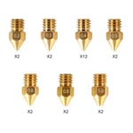 Creality MK8 päättyy 3 suuttimia, 24 kappaletta 3D-tulostinsuuttimen, 3D-tulostimen messinki-suulakepuristimen suuttimet End 3 -sarjalle ja radistus CR-10, 0,2 mm, 0,3 mm, 0,4 mm, 0,5 mm, 0,6 mm, 0,8 mm, 1,0 mm pakki