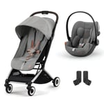 cybex GOLD Silver i-Size Adapter Orfeo barnevogn Lava Grey inkludert Cloud G bilbarnestol Lava Grey med bilbarnestol og