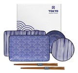 Tokyo Design-Nippon Blue Sushi Sæt 6 dele, Lines/Dots