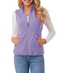 fuinloth Manteaux sans Manche Femme Chaud Polaire Zippé Gilet Veste pour Printemps Automne Hiver Lavande M