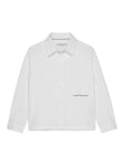 Calvin Klein Kids' Mini Logo Tape Poplin Shirt, Bright white