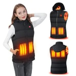 Rrtizan Heated Vest for Womens, Hood Heated Gilet with 3 Temperature Levels, Sleeveless Electric Fleece Heated Jacket, Washable Heated Body Warmer for Hunting, Outdoor, Camping，Size L