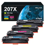 HALLOLUX 207X 207A Cartouche de Toner Remplacement pour HP 207 207A 207X W2210X W2211X W2212X W2213X pour HP Color Laserjet Pro MFP M283fdw M283fdn M282nw M255dw M255nw (Noir Cyan Magenta Jaune)