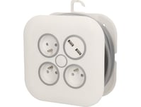 Orno Retractable Extension Cord With Flat Plug And Usb Charger 3X250v Ac, 7M Cable Or-Ae-1376