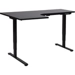 Bureau d'Angle à Gauche Réglable Electriquement Moderne en Forme de l 160 x 59 cm Plateau Noir Destines