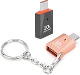 Lot de 2 adaptateurs USB C vers USB en Alliage de Zinc, convertisseur mâle de Type C vers USB 3.0 Femelle, Adaptateur OTG Compatible avec Samsung Galaxy Google Pixel (Or Rose + Noir).[G809]