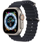 Bracelet noir pour Apple Watch Ultra 2 49mm silicone avec fermoir - Neuf