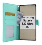 Flower Standcase Wallet Samsung Galaxy S22 Ultra 5G (SM-S908B/DS) (Aqua)