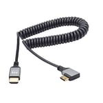 RIIEYOCA 90 Degree Right Angle UHD 4K Mini HDMI Male to HDMI Male 18Gbps High Speed 2.0 Extender Coiled Cable Supports 4K@60Hz,1080p,ARC,3D,for,DVRs,HDTV,Roku Ultra Stretchable to 1.5M/5FT