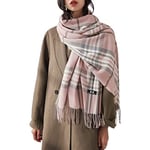 Gebell Women Tartan Scarf - Winter Plaid Blanket Scarves Long Soft Warm Tartan Check Scarfs Ladies Wool Spinning Tassel Shawl Stole UK