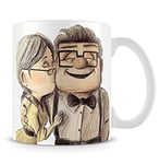 Carl and Ellie up Themed Coffee Tea Cocoa Soup Daily use Mug Birthday Party gage Keepsake C Handle Unique Ceramic Cup Mug. (White Mug)