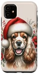 iPhone 11 Christmas English Cocker Spaniel Dog Watercolor Artwork Case