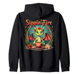 Sippin’ Fire Cute Dragon Tea Lover Zip Hoodie