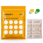 wisedry 20 Gram [12PACKS] Rechargeable Silica Gel Desiccant Packets Desiccant Bags Orange to Green indicating for Air Dryer Food Grade