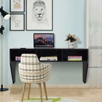 Design In - Bureau Murale Noir 108 x 53 x 52 cm avec 3 Etagères de Rangement CW37872