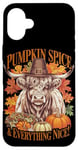 Coque pour iPhone 16 Plus Thanksgiving, vache des Highlands, potiron, épices et tout ce qui est bon