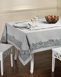 Lemos Home Nappe en Coton - Nappe Centrale - Design Luxueux de Haute qualité (Nappe - 150 x 150 cm, Luxe - Bleu Clair)