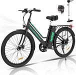 Hitway Vélo Électrique 26" Noir Moteur 250w, E-Bike Avec Batterie Au Lithium Amovible 36v 8,4ah Ebike + Pompe À Vélo