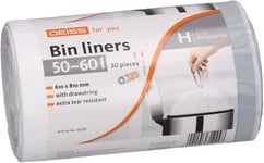 DEISS 50-60 Litre Bin Liners for Brabantia Touch Bin Size H, Pack of 30.