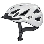 ABUS Casque de ville Urban-I 3.0 - Casque de vélo avec feu arrière, visière et fermeture magnétique - pour hommes et femmes - Blanc, taille S