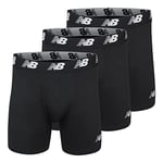 New Balance Men's Big and Tall 6" Boxer Brief Fly Front with Pouch, 3-Pack of Big Man Polyester Boxers