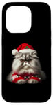 iPhone 15 Pro White Persian Cat With Santa Hat Christmas Xmas Owner Lover Case