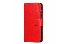 Wisetony Coque et étui téléphone mobile Etui coque en cuir multi-poches pour samsung galaxy j4 2018 - rouge