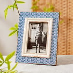 Photo Frame  4" x 6" Blue Wave Japandi Print Shabby Chic Sass & Belle