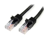 StarTech.com Câble réseau Cat5e UTP sans crochet de 2m - Cordon Ethernet RJ45 anti-accroc - M/M - Noir