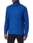 GANT Men's D2 Chunky Texture Turtleneck Sweater, College Blue, XXL